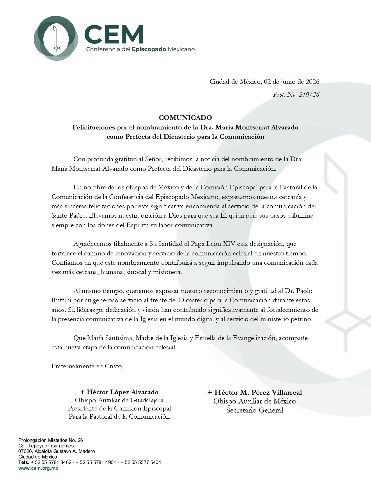 Felicitación Monserrat Dicasterio Comunicación page 0001